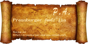 Pressburger Amélia névjegykártya